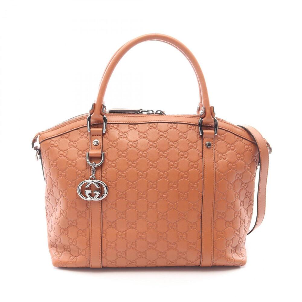Gucci Interlocking G Guccissima 2-Way Tote Bag/Handbag, Leather, Women's, Bro...